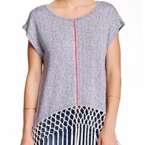 Tart Chastity Blouse Macrame & Fringe Top blue